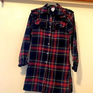Holiday Plaid Button Up Dress